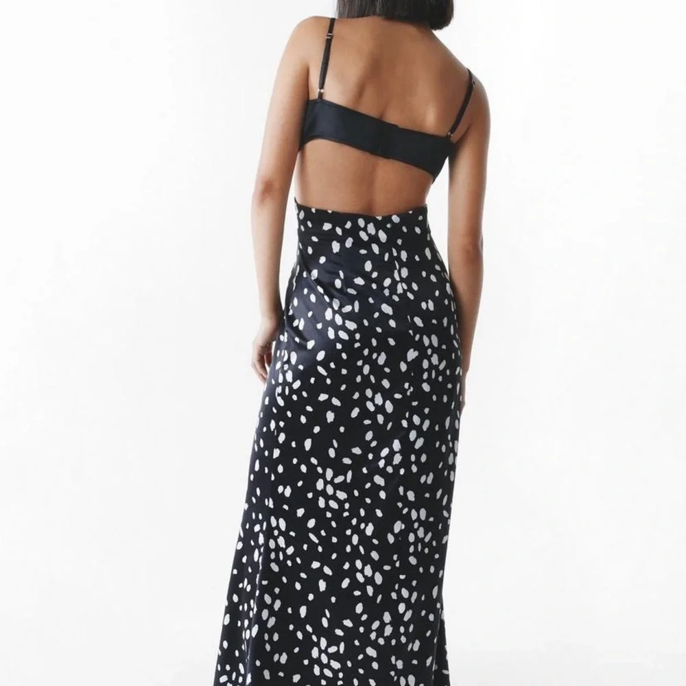 Nasty Gal Black Maxi Skirt with White Dalmatian Print - Picture 3 of 4